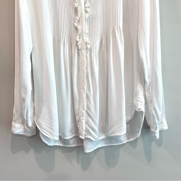 Sundance Long Sleeve 1/2 Button Pleated Ruffle Front Top - Picture 4 of 10